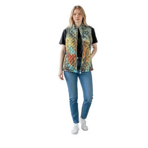 EUC Simply Art by Dolcezza Multi-Color Quilted Vest - Size Medium